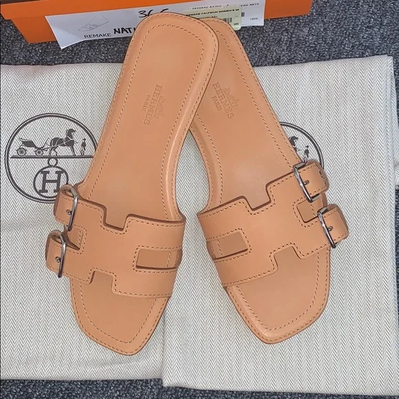 Hermès Oran remake calfskin women mules 36.5/7
